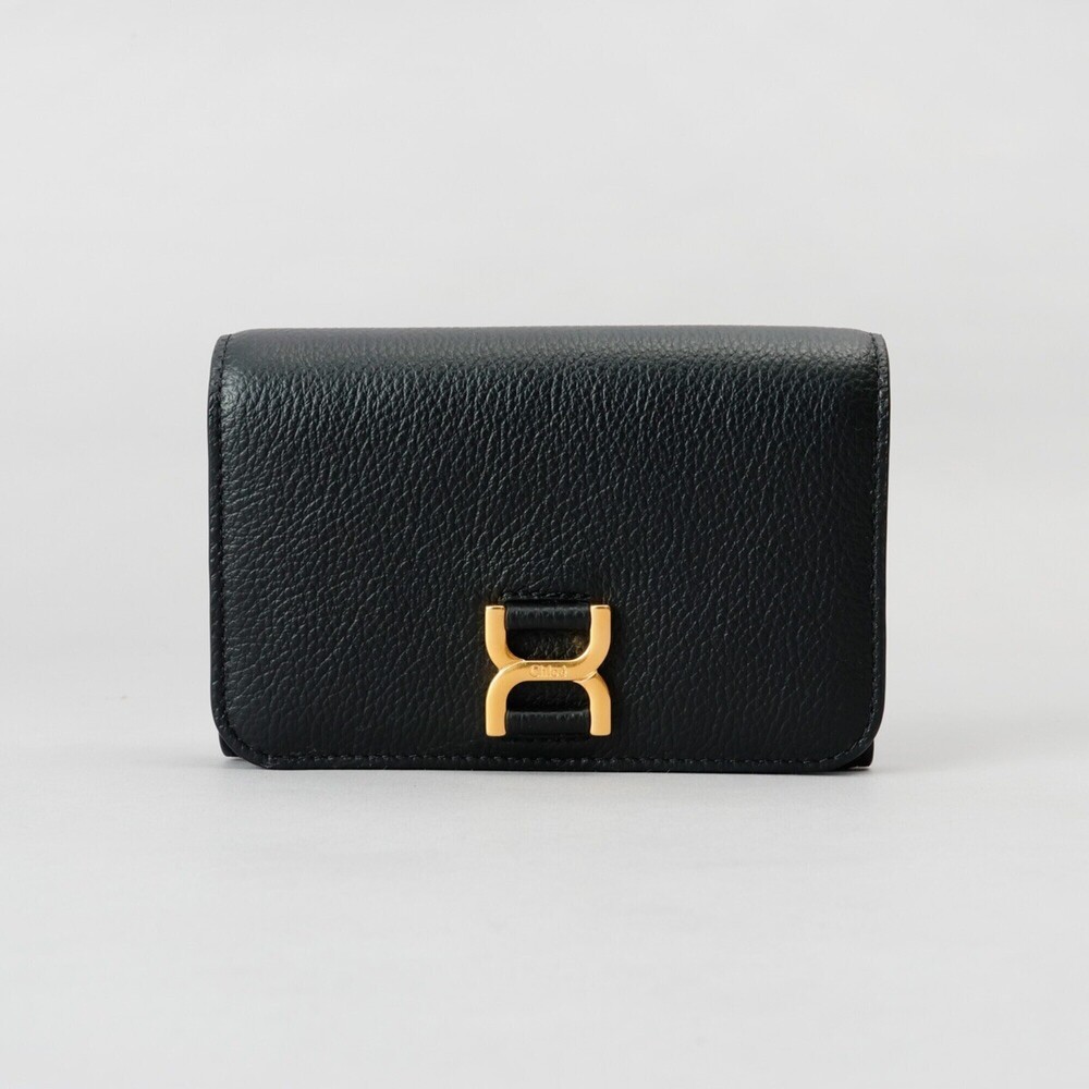 Chloé Chloe CHC23AP097131 MARCIE Leather Tri-fold Wallet, Black